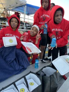 high school students with snack kits